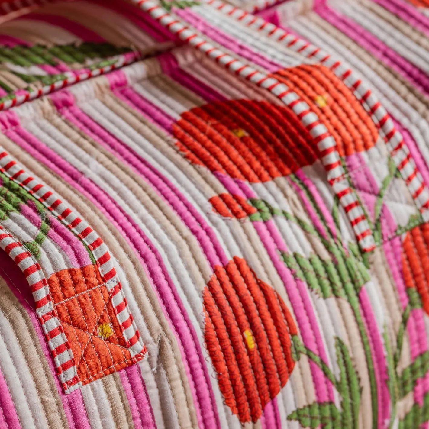 Graham & Green Bags<Pink Stripe and Floral Weekend Bag - Large