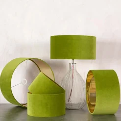 Graham & Green Lamp Shades<Pistachio Green Velvet Lamp Shades