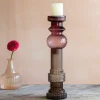 Graham & Green Candle Holders & Candles<Purple and Grey Glass Candle Holder