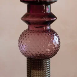 Graham & Green Candle Holders & Candles<Purple and Grey Glass Candle Holder