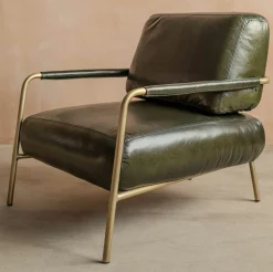 Graham & Green Armchairs<Quinn Dark Green Leather Club Chair