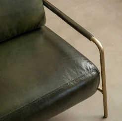 Graham & Green Armchairs<Quinn Dark Green Leather Club Chair