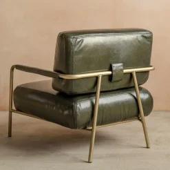 Graham & Green Armchairs<Quinn Dark Green Leather Club Chair