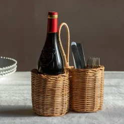 Graham & Green Kitchen Accessories<Rattan Double Bottle Holder