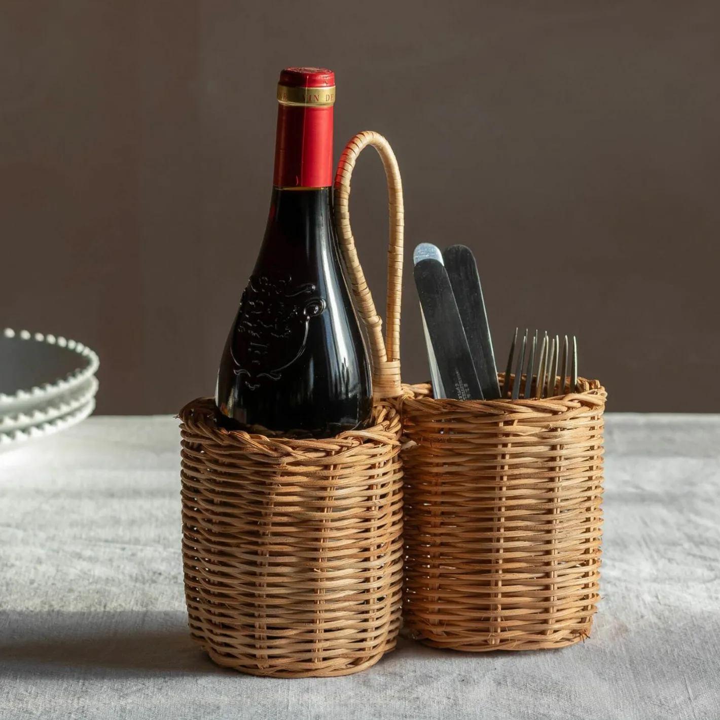 Graham & Green Kitchen Accessories<Rattan Double Bottle Holder
