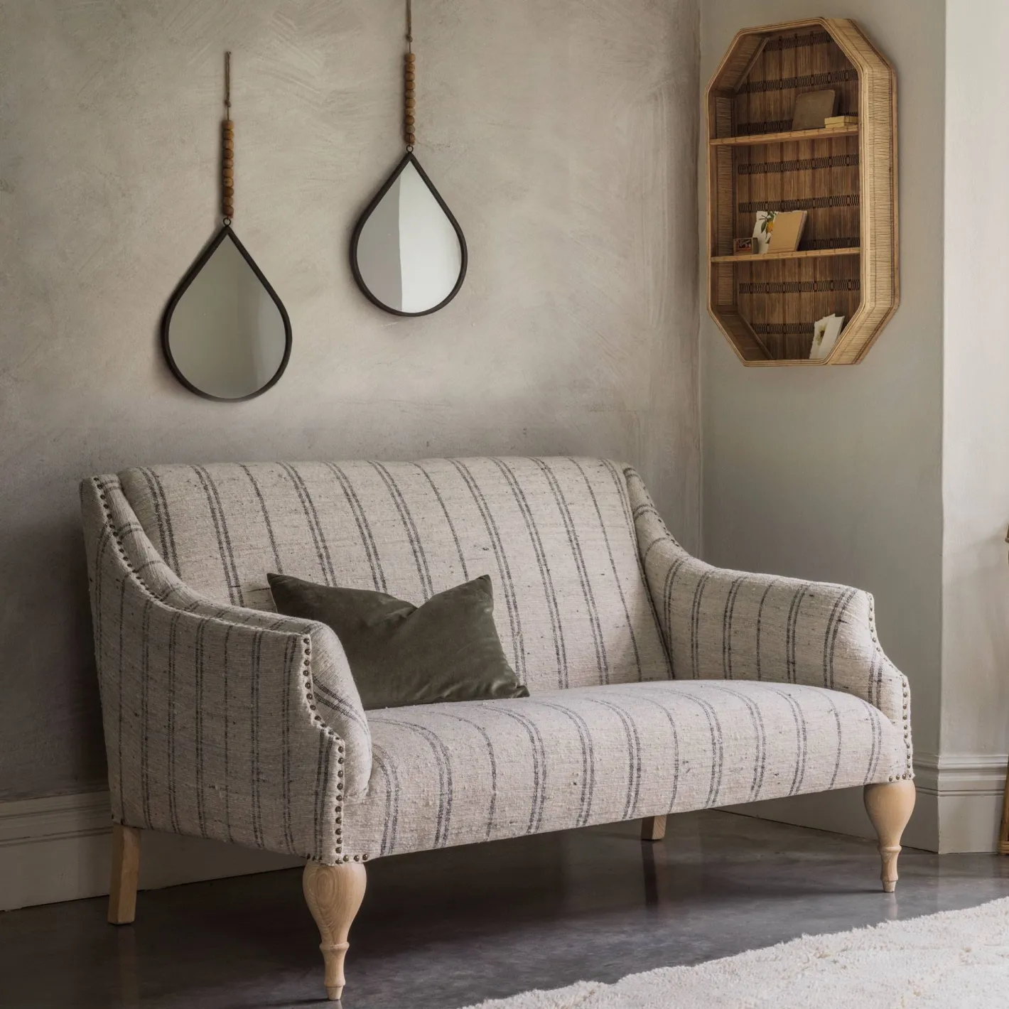 Graham & Green Ready To Go Sofas<Renée Linen Stripe Two Seater Sofa