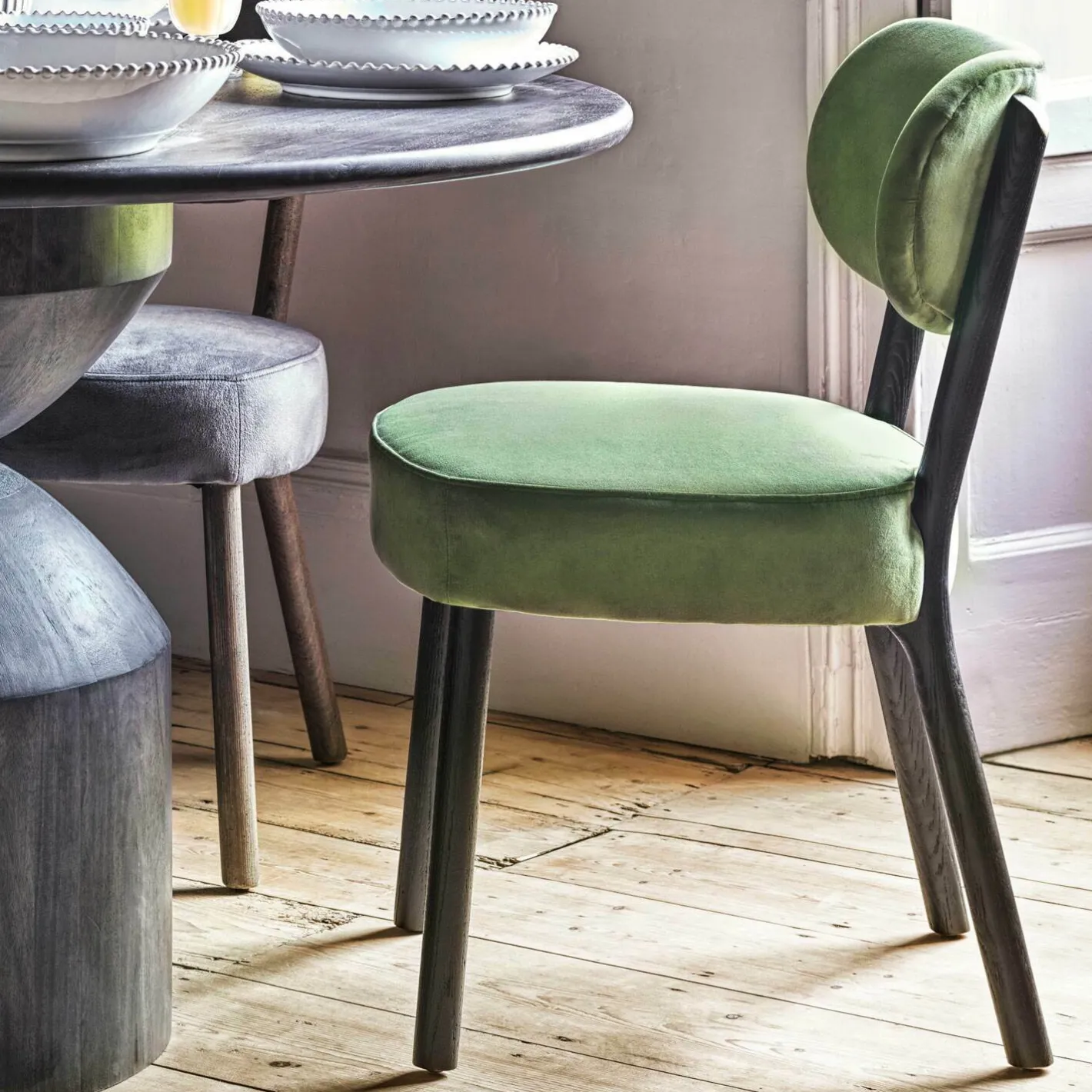 Graham & Green Dining Chairs<Rigby Moss Green Velvet Chair