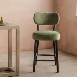 Graham & Green Stools<Rigby Moss Green Velvet Kitchen Stool