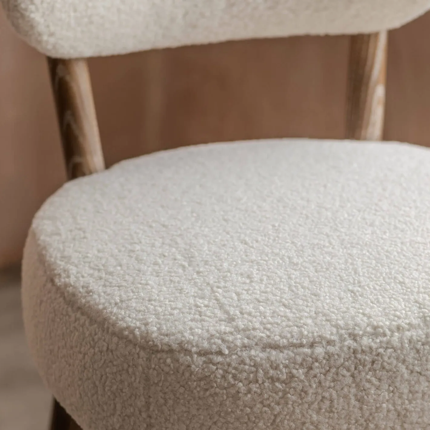 Graham & Green Stools<Rigby White Bouclé Kitchen Stool