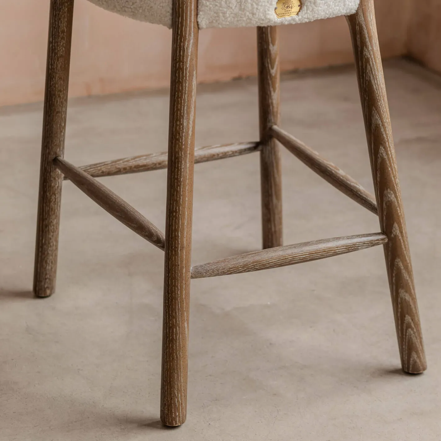 Graham & Green Stools<Rigby White Bouclé Kitchen Stool