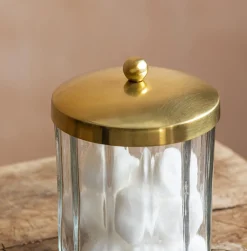 Graham & Green Bathroom Accessories<Rosalie Antique Gold Glass Storage Container