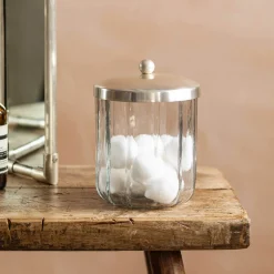 Graham & Green Bathroom Accessories<Rosalie Antique Silver Glass Storage Container