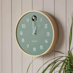 Graham & Green Clocks<Round Birch and Green Wall Cuckoo Clock