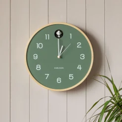 Graham & Green Clocks<Round Birch and Green Wall Cuckoo Clock