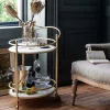 Graham & Green Drinks Trolleys & Bars<Round Drinks Trolley with Marble Shelves