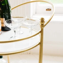 Graham & Green Drinks Trolleys & Bars<Round Drinks Trolley with Marble Shelves