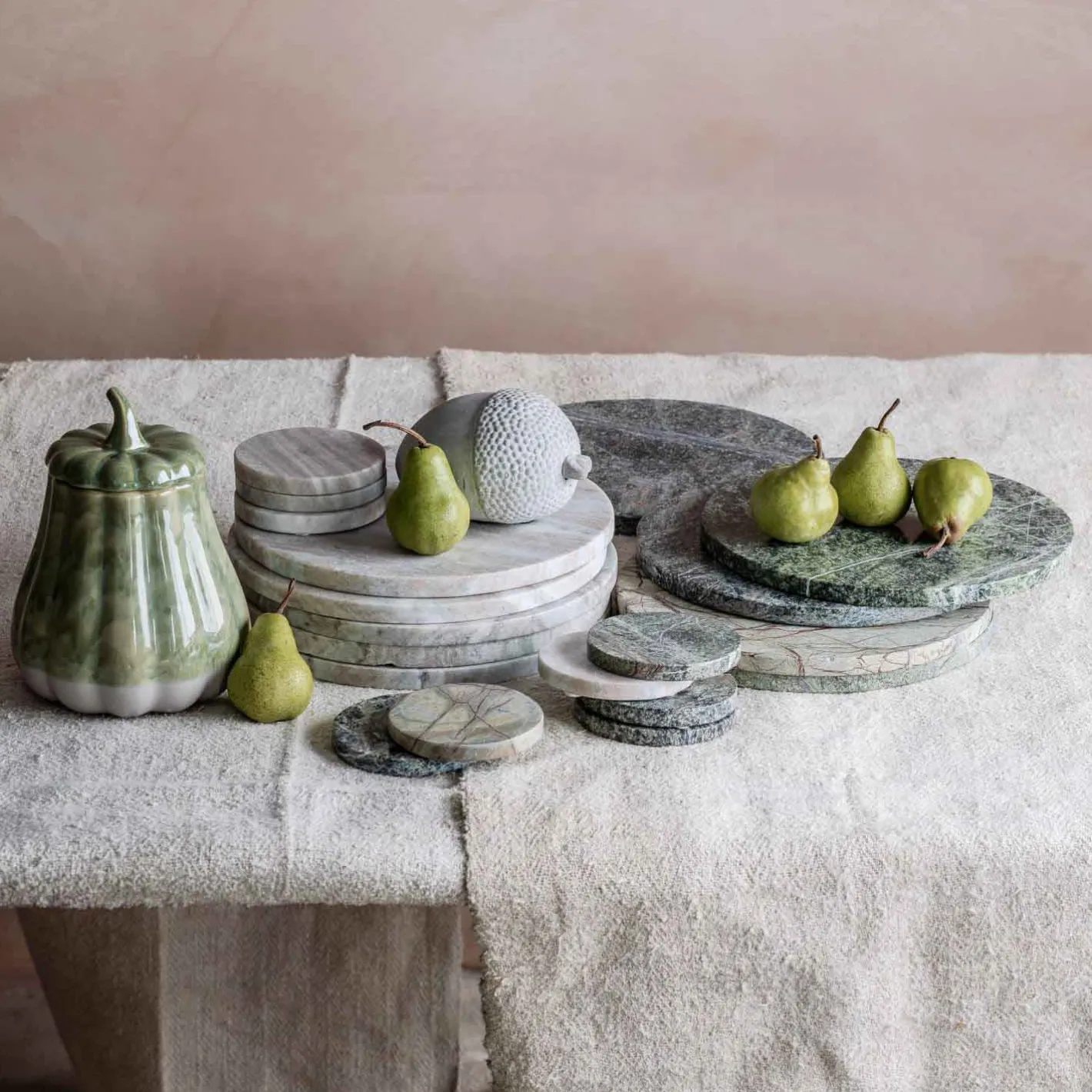 Graham & Green Placemats, Coasters & Trays<Round Green Marble Placemat