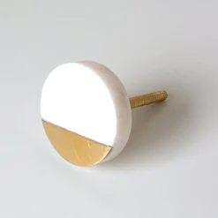 Graham & Green Knobs & Handles<Round Marble and Brass Drawer Knob