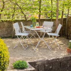Graham & Green Garden Chairs & Sofas|Garden Chairs & Sofas<Seigle White Balcony Table and Four Chairs Set