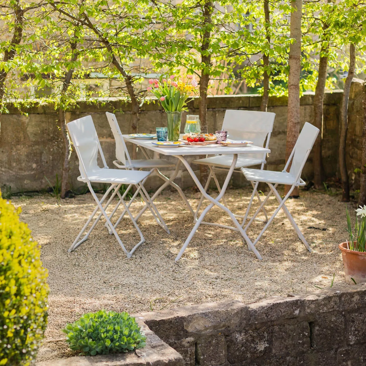 Graham & Green Garden Chairs & Sofas|Garden Chairs & Sofas<Seigle White Balcony Table and Four Chairs Set
