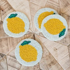 Graham & Green Outdoor Dining|Placemats, Coasters & Trays<Set of Four Beaded Lemon Coasters