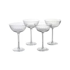 Graham & Green Glassware<Set of Four Etched Garland Martini Glasses