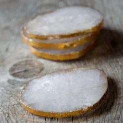 Graham & Green Barware|Placemats, Coasters & Trays<Set of Four Quartz and Gold Coasters