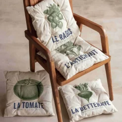 Graham & Green Seat Pads & Bed Rolls|Seat Pads & Bed Rolls<Set of Four Vegetable Print Seat Pads