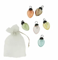 Graham & Green Decorative Accessories<Set of Six Mini Multi-Colour Glass Hanging Decorations