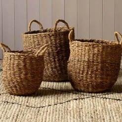 Graham & Green Laundry Baskets<Set of Three Seagrass Baskets