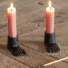 Graham & Green Candle Holders & Candles<Set of Two Cast Iron Feet Candle Holders