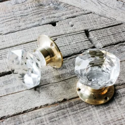 Graham & Green Knobs & Handles<Set of Two Clear Glass and Brass Door Knobs