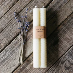 Graham & Green Candle Holders & Candles<Set of Two Cream Beeswax Candles