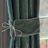 Graham & Green Curtains & Curtain Ties<Set of Two Dark Sage Velvet Curtain Tie Backs