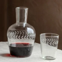 Graham & Green Outdoor Dining|Jugs & Carafes<Set of Two Floral Etched Decanter and Drinking Glass