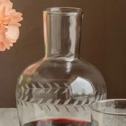 Graham & Green Outdoor Dining|Jugs & Carafes<Set of Two Floral Etched Decanter and Drinking Glass