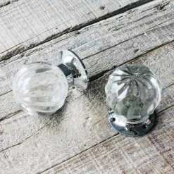 Graham & Green Knobs & Handles<Set of Two Glass and Chrome Spiral Melon Door Knobs