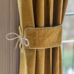 Graham & Green Curtains & Curtain Ties<Set of Two Mustard Velvet Curtain Tie Backs