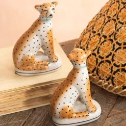 Graham & Green Decorative Accessories<Set of Two Sitting Leopard Ornaments