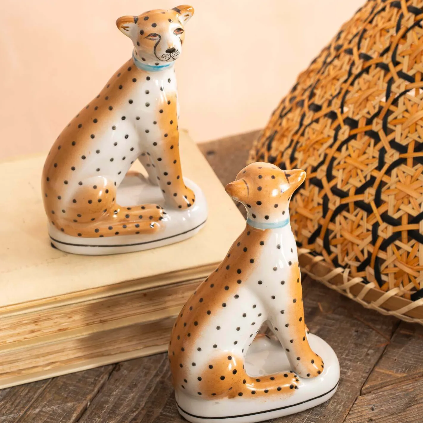 Graham & Green Decorative Accessories<Set of Two Sitting Leopard Ornaments