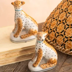 Graham & Green Decorative Accessories<Set of Two Sitting Leopard Ornaments