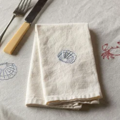 Graham & Green Table Cloths & Napkins|Table Cloths & Napkins<Shell Embroidered Cotton Napkin