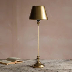 Graham & Green Table Lamps<Slim Antique Brass Table Lamp with Shade