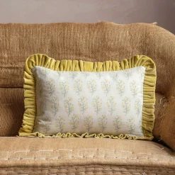 Graham & Green Sofa Cushions|Cushions<Small Rectangular Velvet Frill Block Printed Cushions