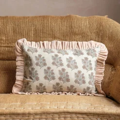 Graham & Green Sofa Cushions|Cushions<Small Rectangular Velvet Frill Block Printed Cushions