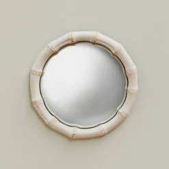 Graham & Green Round Mirrors|Wall Mirrors<Small White Bamboo Convex Mirror