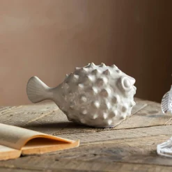 Graham & Green Decorative Accessories<Small White Ceramic Blowfish Ornament