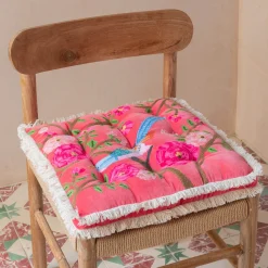 Graham & Green Seat Pads & Bed Rolls|Seat Pads & Bed Rolls<Songbird Coral Velvet Seat Pad