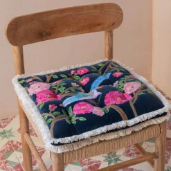 Graham & Green Seat Pads & Bed Rolls|Seat Pads & Bed Rolls<Songbird Navy Velvet Seat Pad