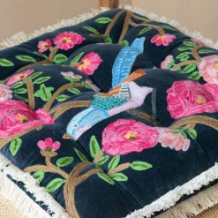 Graham & Green Seat Pads & Bed Rolls|Seat Pads & Bed Rolls<Songbird Navy Velvet Seat Pad
